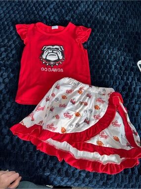 Georgia Bulldogs Red Girls' Ruffle Skirt Set - Go Dawgs
